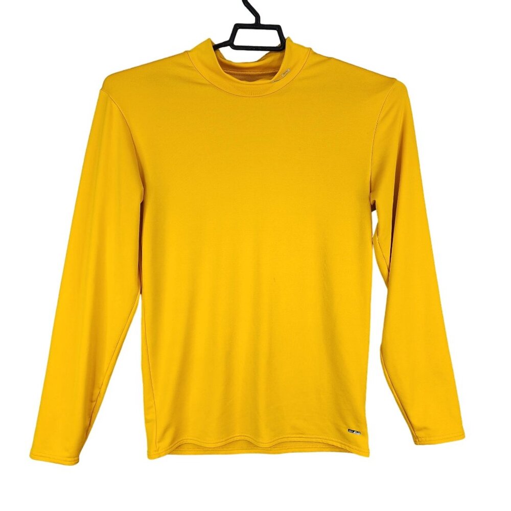 Womens Yellow Champion Performance Shirt Long Sleeve Mock Neck Size XL